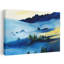 «Misty Blue Mountainscape Colorful Rustic Abstract Forest Landscape Art», art mural-786083108