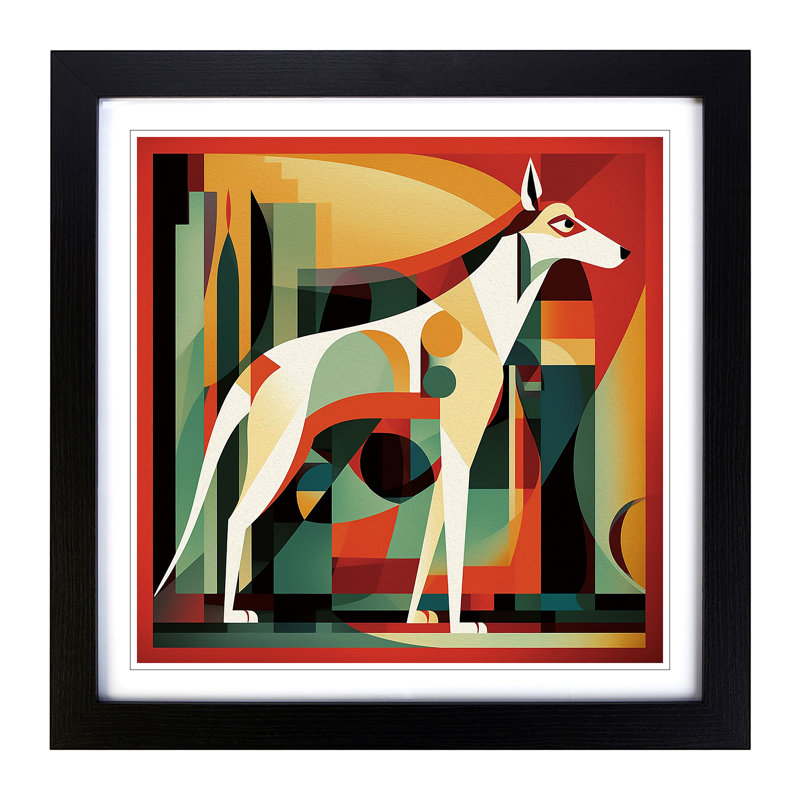 Greyhound Dog Constructivism No.1 - Framed Print, Black