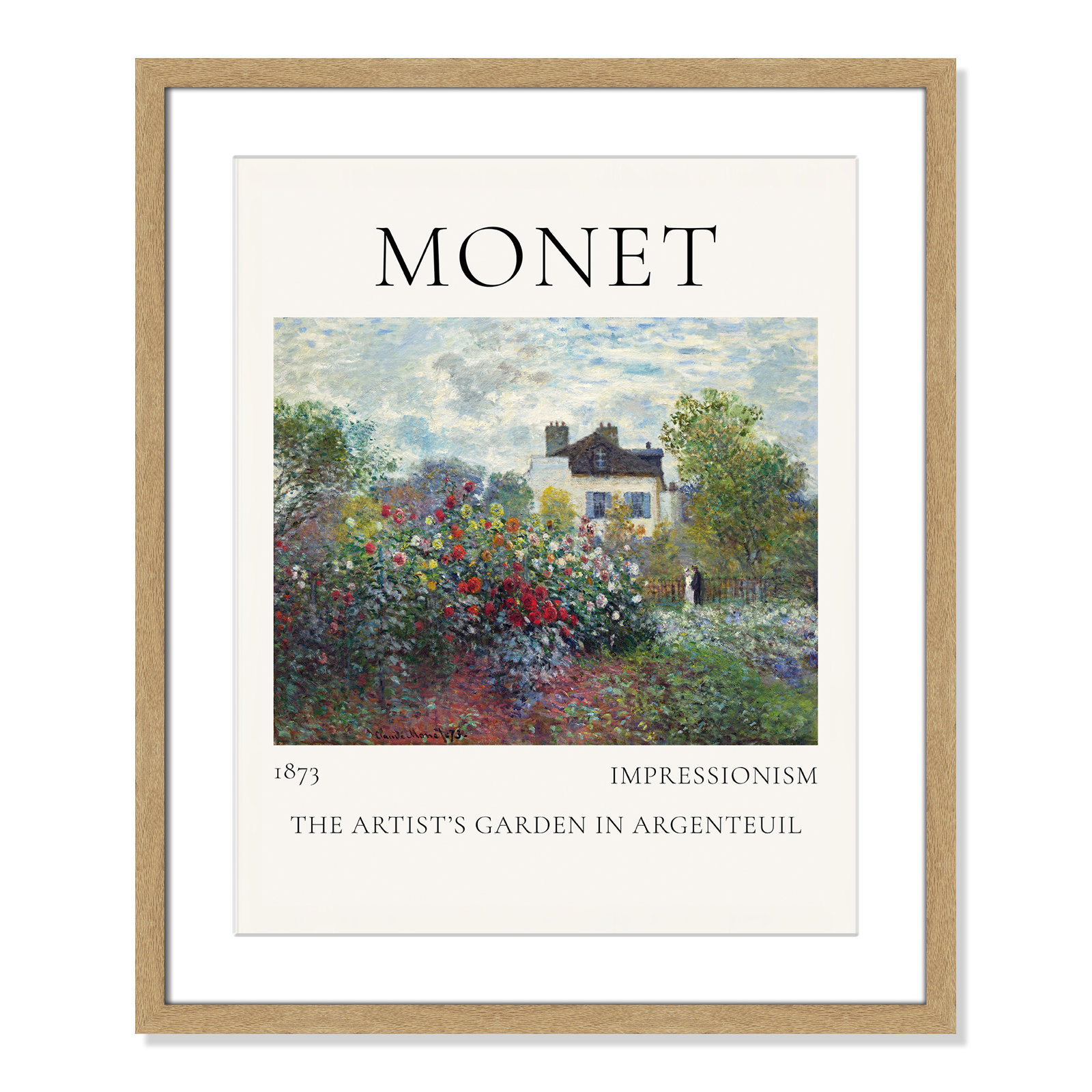 Artists Garden in Argenteuil Print by Claude Monet, Yes, 25.5" H x 21.5" W x 1.25" D, Natural Single Picture Frame
