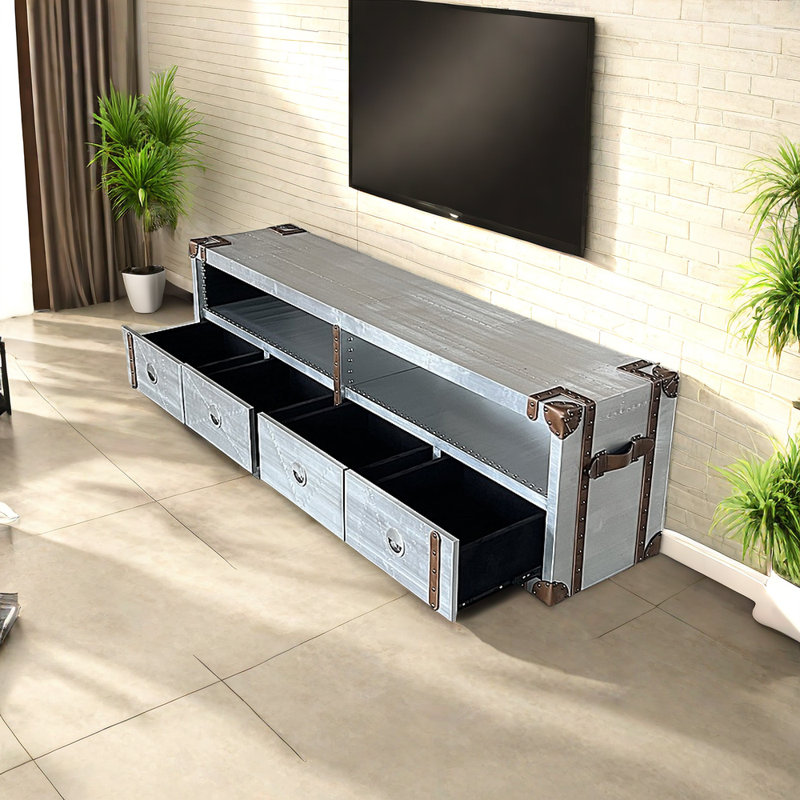 Meuble télé en aluminium de style industriel