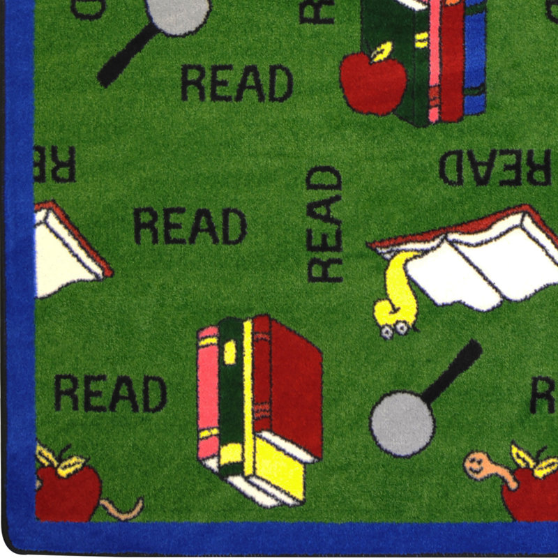 Tapis éducatif rat de bibliothèque, Rectangle 3 pi 10 po x 5 pi 4 po, Vert
