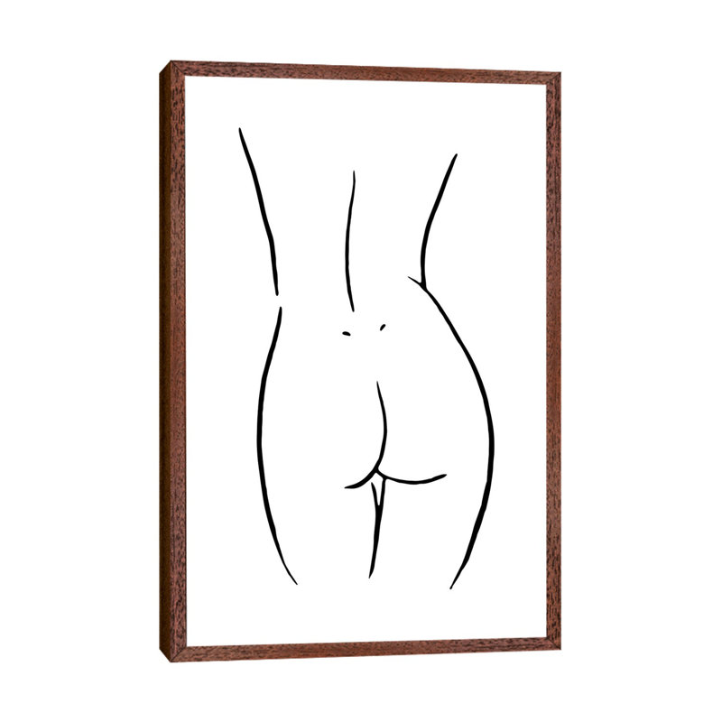 Female Body Sketch V - Print on Canvas, 66.04 cm H x 45.72 cm W, Classic Brown Wood Framed