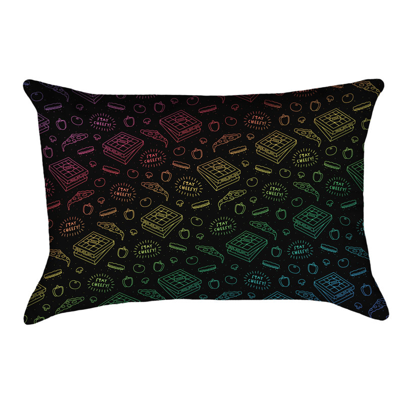 Coussin Katelyn Elizabeth, Sergé de coton, Noir, jaune et vert