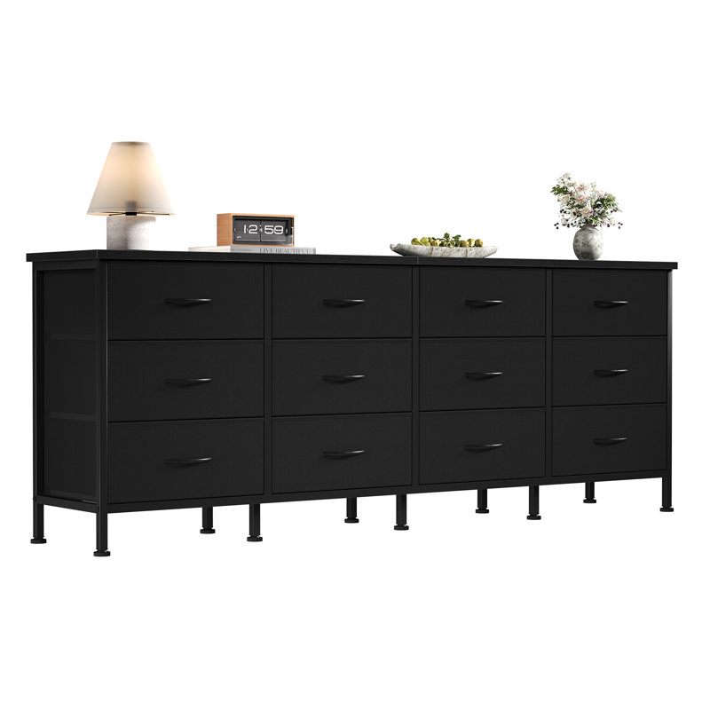 70.87'' W Dresser for Bedroom, TV Stand for up to 80 Inch TV, 12 Fabric Drawer Dresser, Large Entertainment Center, Wide Chest of Drawer with Storage