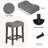 4-Piece Modern Bar Table Set with Built-in Power Outlet Sofa Behind Couch Table & 3 Padded Stools Dark Grey Upholstery Sturdy Metal Frame for Living Room, Dining & Home Office