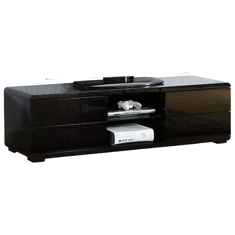 Console de style contemporain avec revêtement en laque de style contemporain et tiroirs à roulement à billes à extension complète