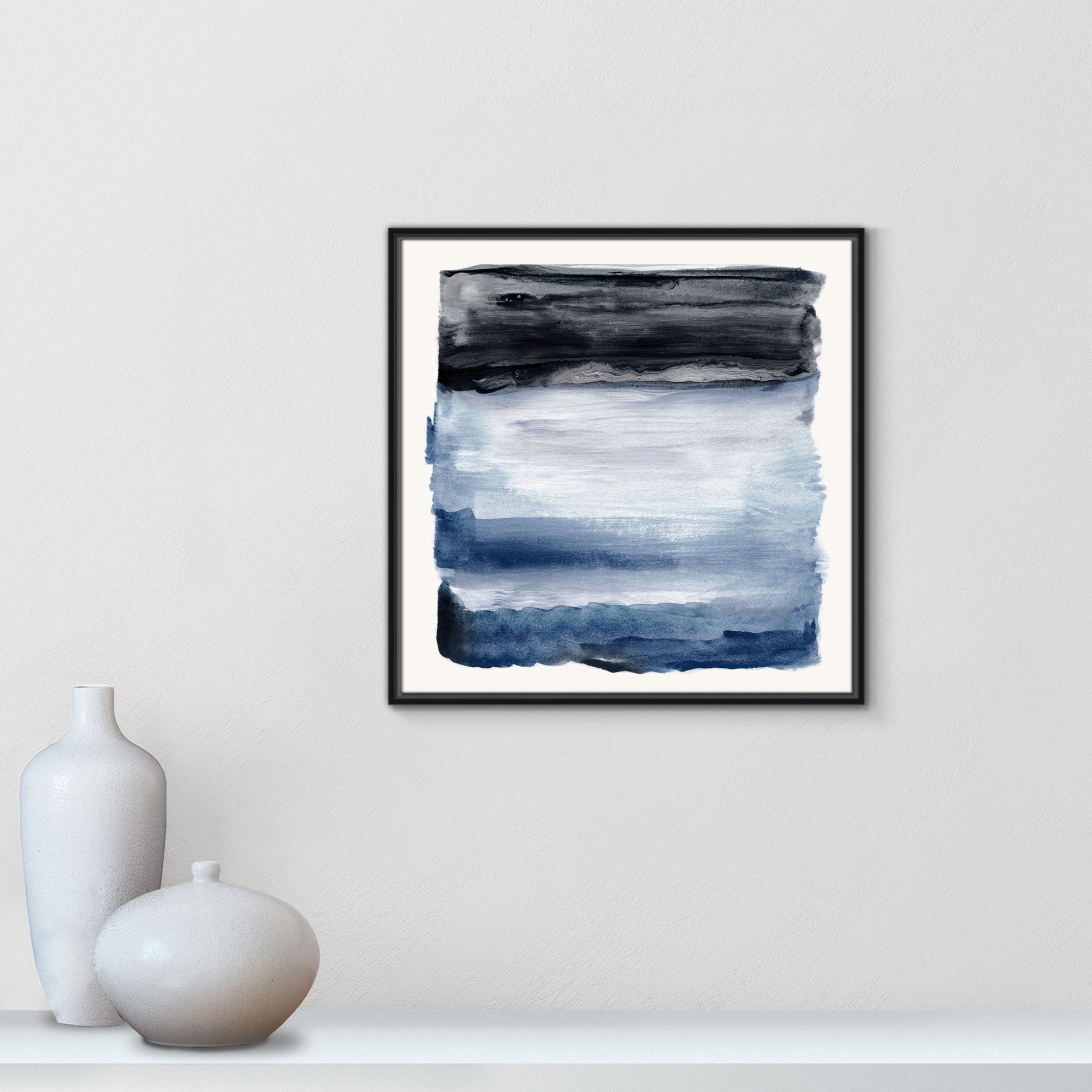 Navy Sky I Print by Nan, 25.5" H x 25.5" W, Black