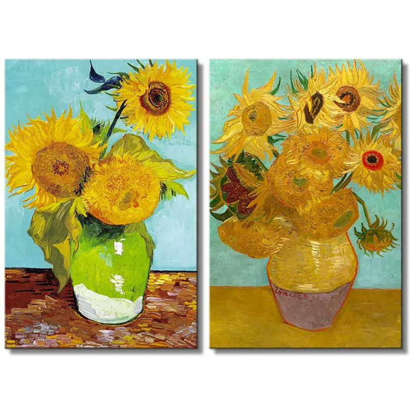 Sunflower " Sunflowers Duo " by Vincent Van Gogh 2 - Pieces