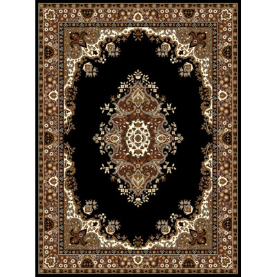 Tapis noir/brun tissé à la machine Haslemere