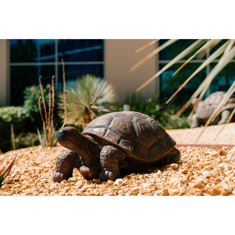 Statue de tortue de marche en béton / MgO brune et noire L 21,3 po XBrand, décoration d'intérieur ou d'extérieur, décoration de jardin, statuaire de tortue