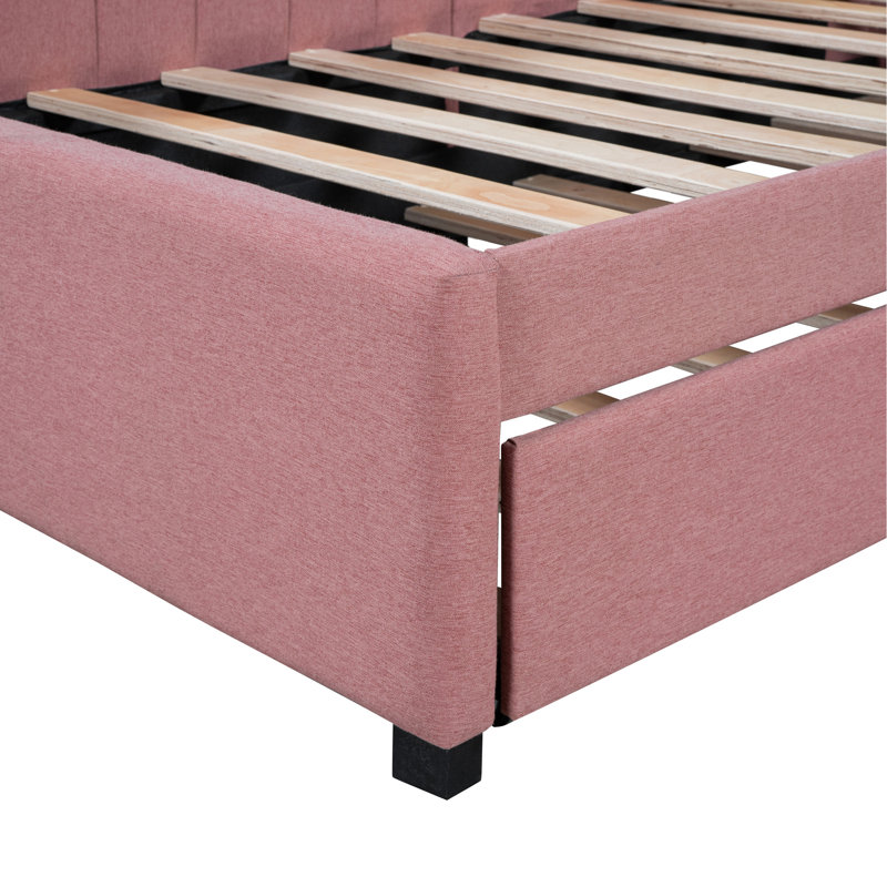 Lit de jour d'intérieur rembourré avec couchette, Rose, H 30,28 po x l 79,08 po x P 42,88 po