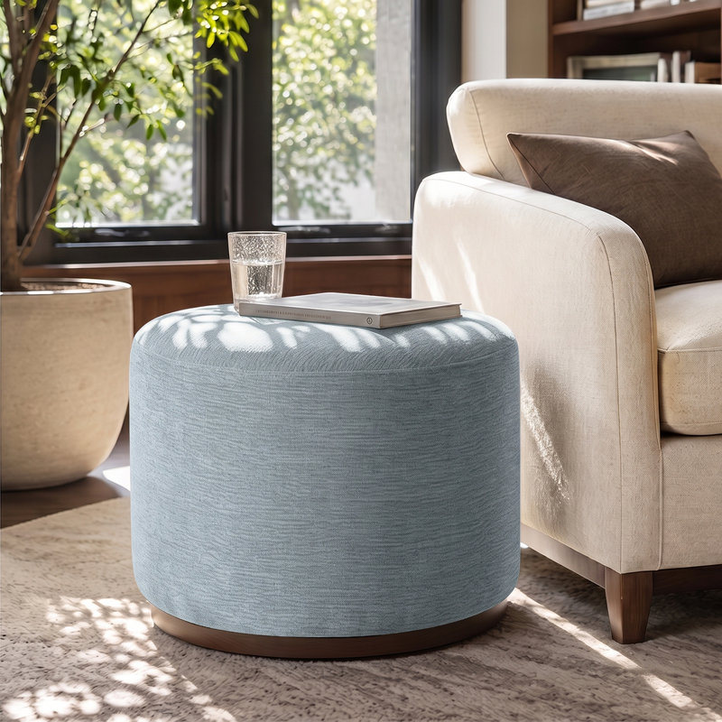 Table de bout pivotante rembourrée 22,5 po, Bleu / brun, Bleu