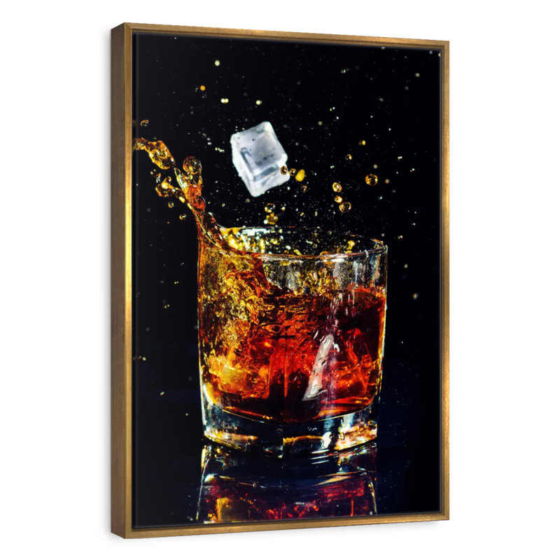 Iced Whiskey, 9" x 13", Floating Frame Gold