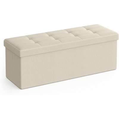 110x38x38cm Linen Upholstered Storage Bench
