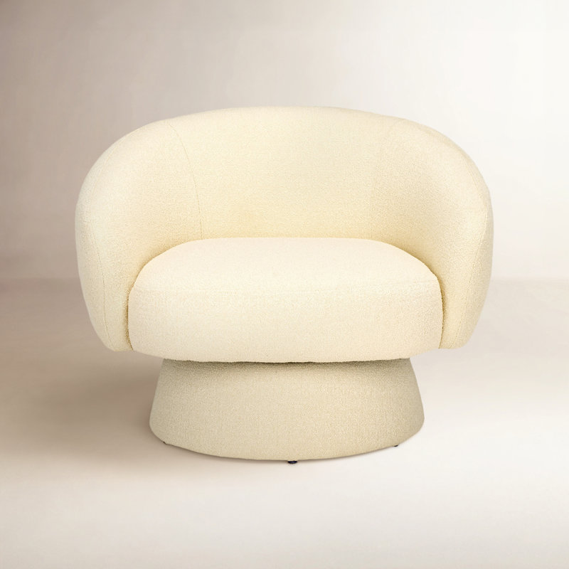 Fauteuil demi-tonneau pivotant Boucle, Crème, crème