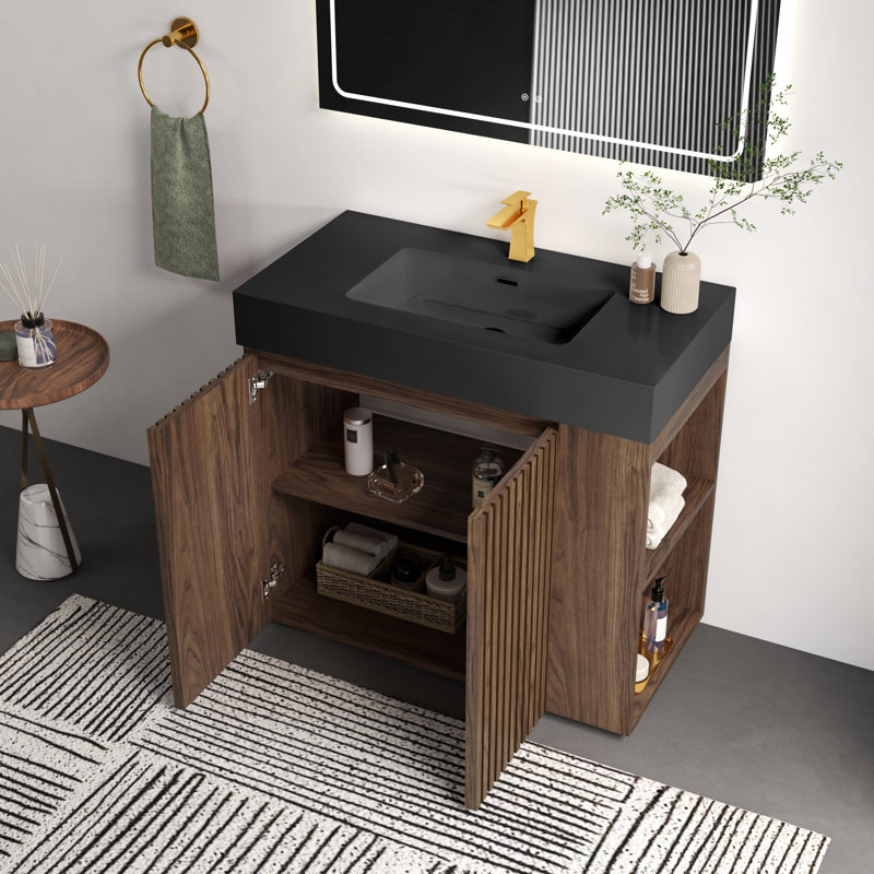 Meuble-lavabo 36 po en noyer Winston, Noyer brun