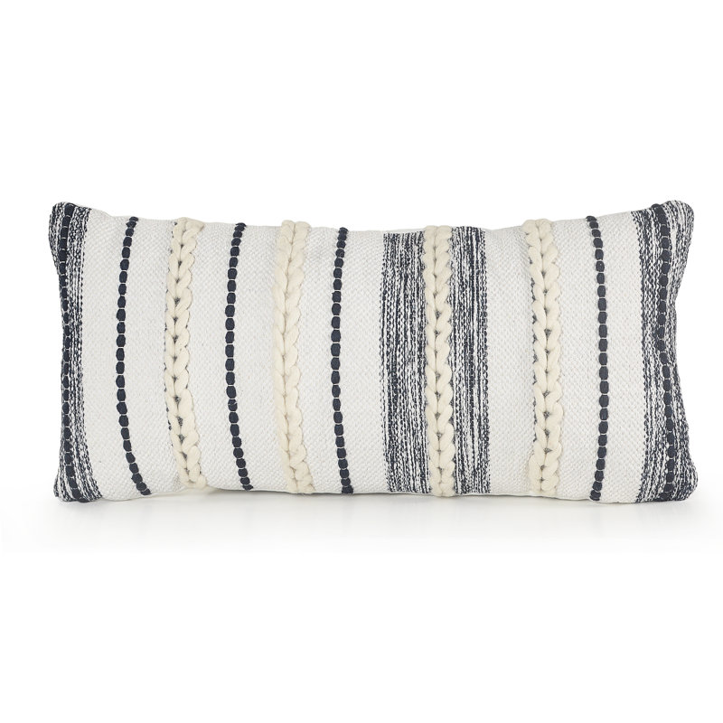 Striped Textured Cotton Geometric 7.5" Throw Pillow