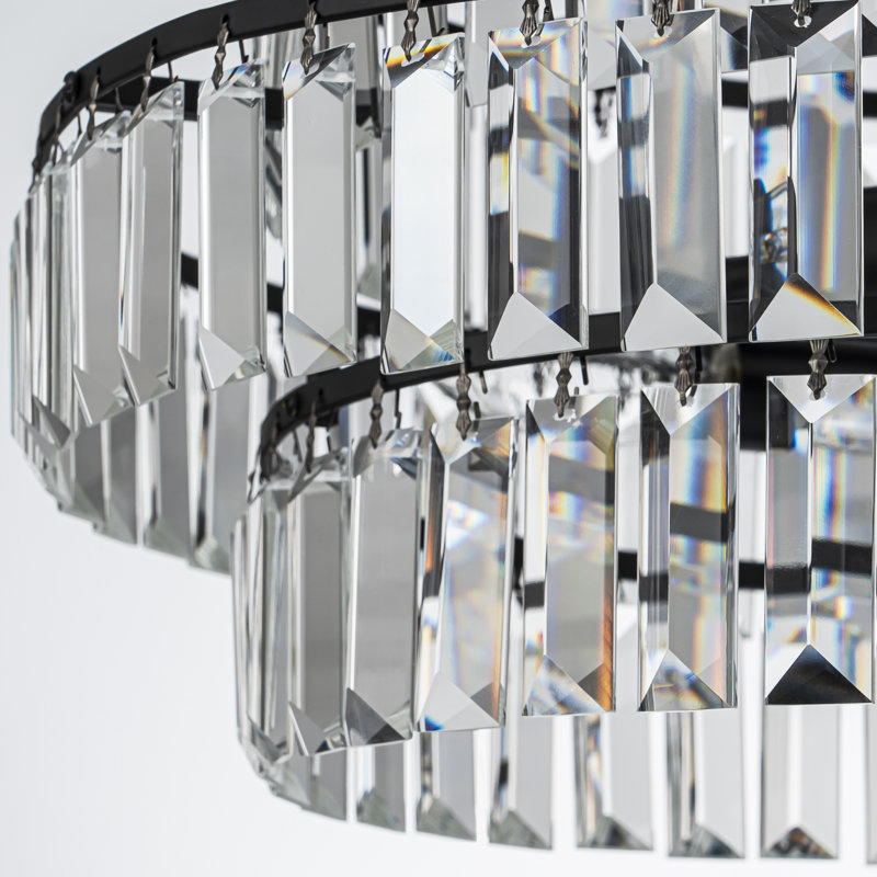 3-Light Crystal Semi Flush Mount, Black