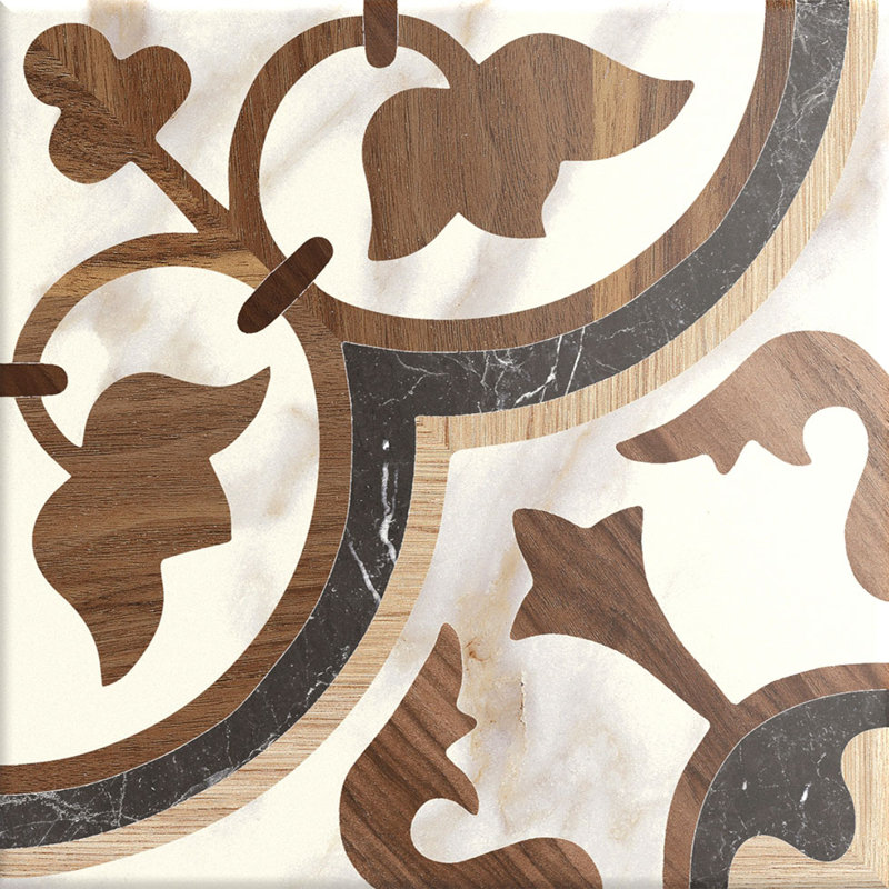 Istanelle Anatol Brown 8-in. Encaustic Patterned Matte Porcelain Wall & Floor Tile