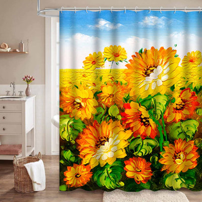 Oil Painting Sunflower Art Landscape Vintage Watercolor with 12 Hooks
