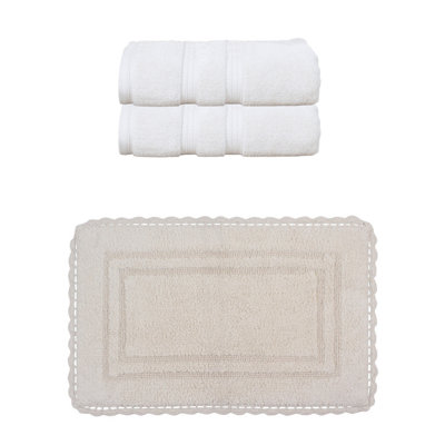 Ensemble de serviettes de bain 8 pièces et 1 tapis de bain 1 pièce Colson, 100% coton doux, ivoire