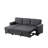 84" Dark Gray Linen Sectional With Reversible Sleeper, Storage, Plump Stitching Storage And 35" Height, Design