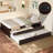 Solid Wood Platform Bed with Trundle, Storage Drawers and Built-In Power Strip-744288901-744288958