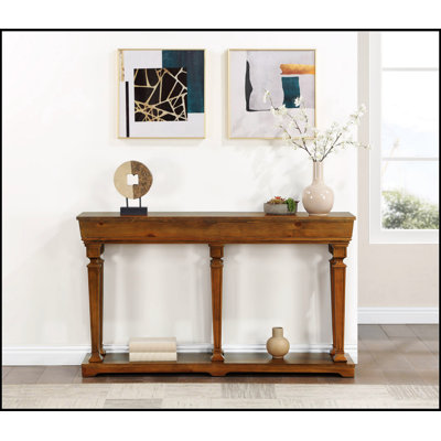 Console Garrison au fini chêne avec beaucoup de rangement, parfaite pour les couloirs et les salons, alliant style et fonctionnalité.