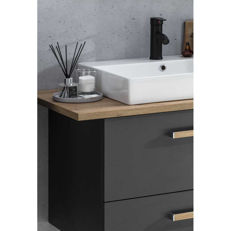 Aazim 165.2mm Bathroom Vanity with Vessel Ceramic Basin, Anthracite