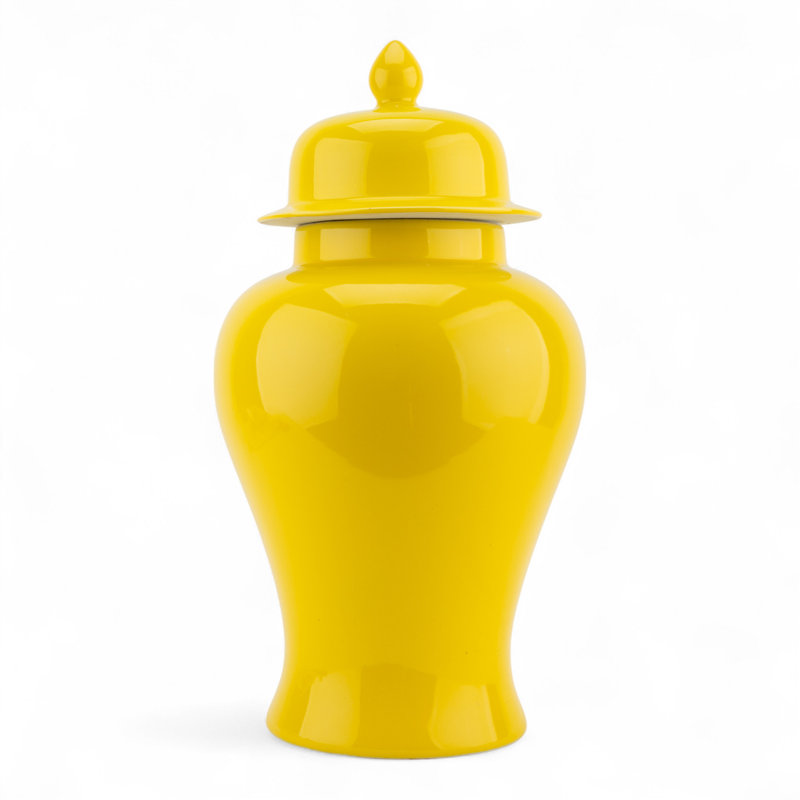 Pot en porcelaine avec couvercle, Jaune