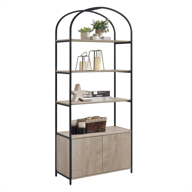 71’’ Arched Bookshelf with Cabinet