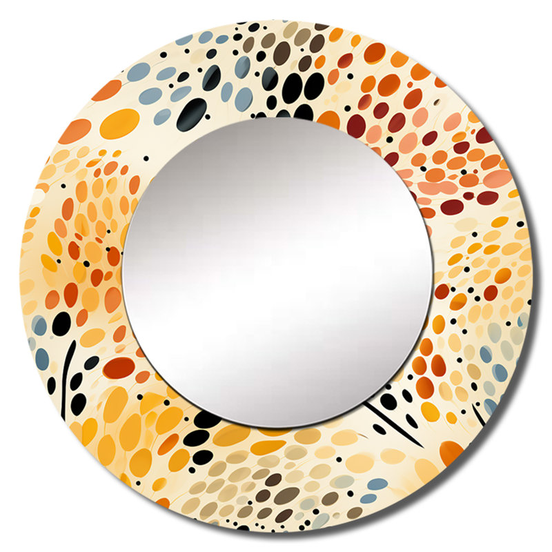 Savita aquarelle motif à pois - miroir mural à pois, miroir décoratif rond moderne, impression d'art en métal, 29 po x 29 po