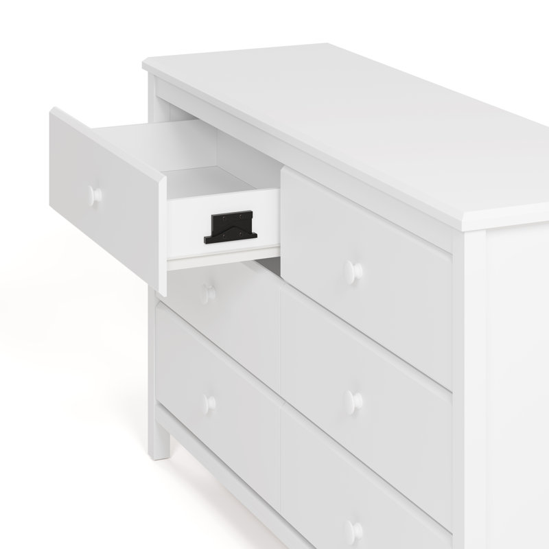 Alpine 6 Drawer Double Dresser, White
