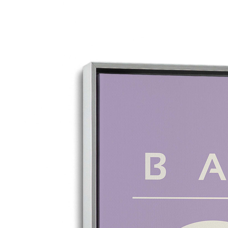 Affiche rétro Bauhaus II , H 48 po x l 32 po, Toile à cadre flottant mauve, Chrome poli