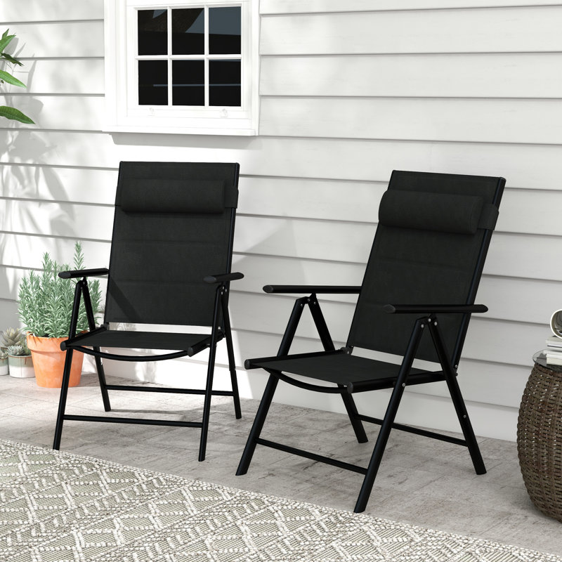 Nequila Folding Patio Dining Armchair, Black