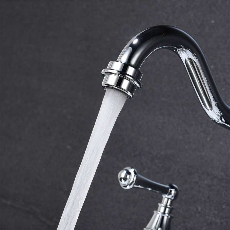 Robinet de cuisine à deux poignées Bridge avec douchette latérale extractible, Chrome chrome