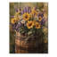 Wildflower And Lavender In Farm Barrel I - Assorted Bouquets Wood Wall Decor - On Natural Pine Wood-1413015090