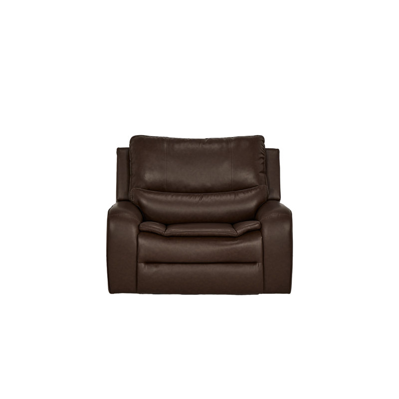 48.5" Oversized Faux Leather Power Recliner with Adjustable Headrest, Dark Brown Faux Leather