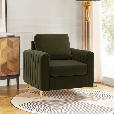Fauteuil club capitonné en velours Cedarpoint