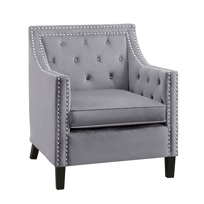 Chaise d'appoint 29,5 po Khodyn - Chaise en velours, garniture cloutée raffinée, revêtement en velours luxueux