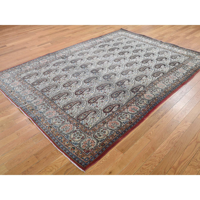 Tapis gris unique en laine noué à la main de style années 1930 de 6 pi 3 po x 8 pi 9 po Ogema