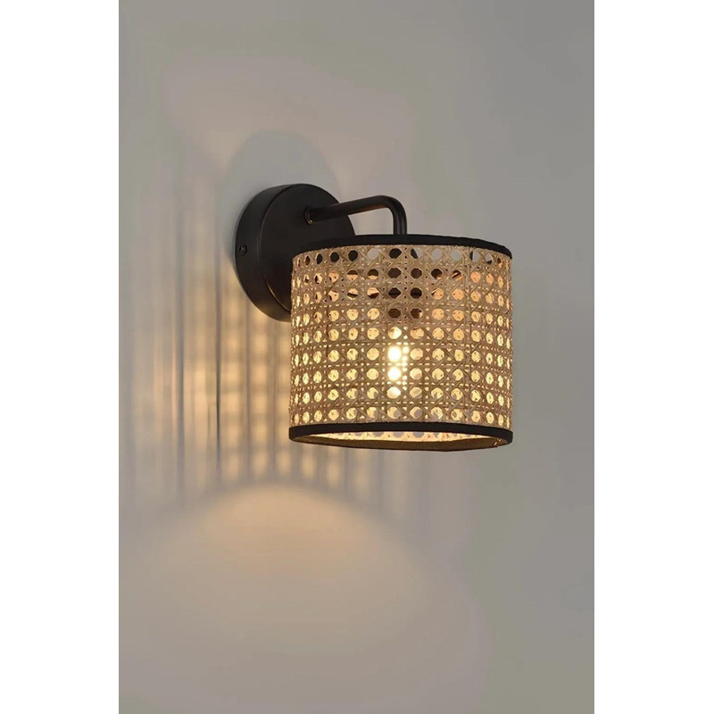 Elegant Wall Lamp, Beige & Black, 21.0 inches High | Sturdy Metal Body & Fabric Cap, 6.3 inches Diameter, IP20 Rated | 1 x 3.15W LED Socket (Bulb Not Included) | Perfect for Living Room, Bedroom, or Office Decor