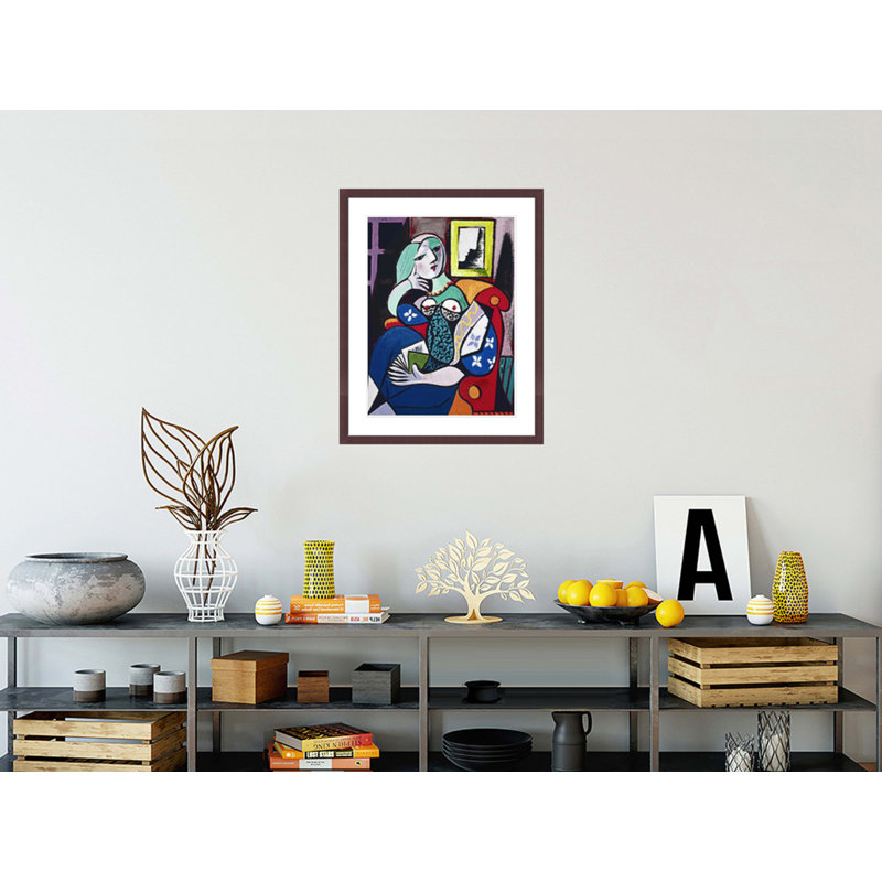 «Woman with a Book» par Pablo Picasso (espagnol, 1881-1973), impression giclée encadrée, H 29,49 po x l 23,5 po