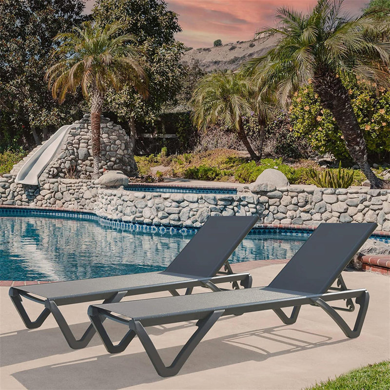 Chaise longue d'extérieur en métal Craton, Gris