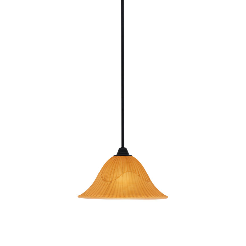 Luminaire suspendu sur pied Paramount, fini noir mat avec verre tigre de 14 po