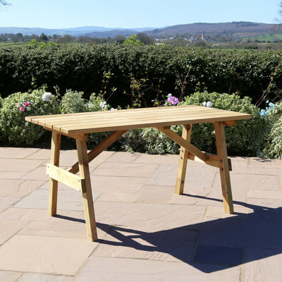 Rectangular Solid Wood Outdoor Dining Table - 150 cm W 75 cm D