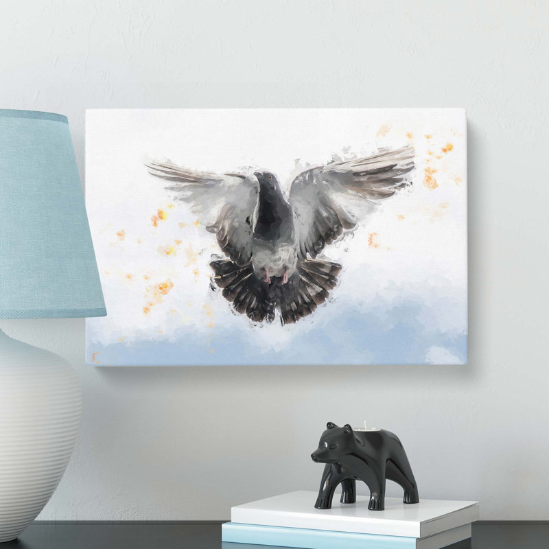 Flying Pigeon in Abstract - Wrapped Canvas, 50cm H x 76cm W x 3cm D