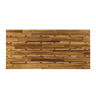 Elegant Wood Patio Coffee Table, Rustic Metal Legs, Finish, 50 Inches X 23.5 17.6 Backyard Area Stylish Iron In Wide Deep High