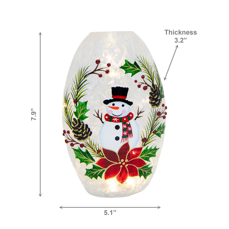 Bonhomme de neige en verre givré à DEL