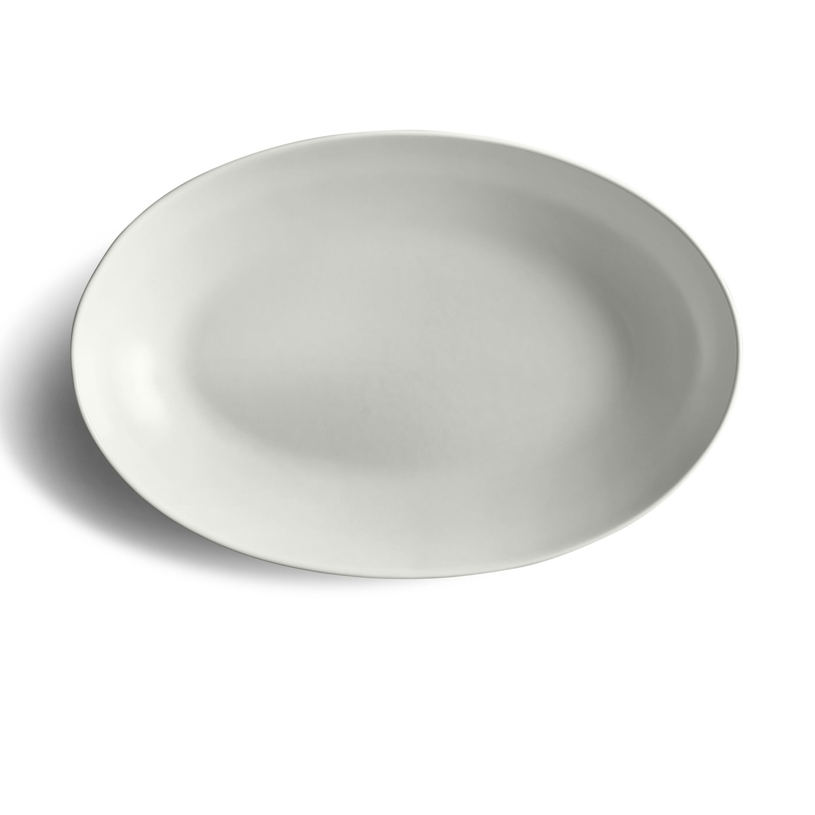 Ceramic Low Oval Serving Bowl, Gray